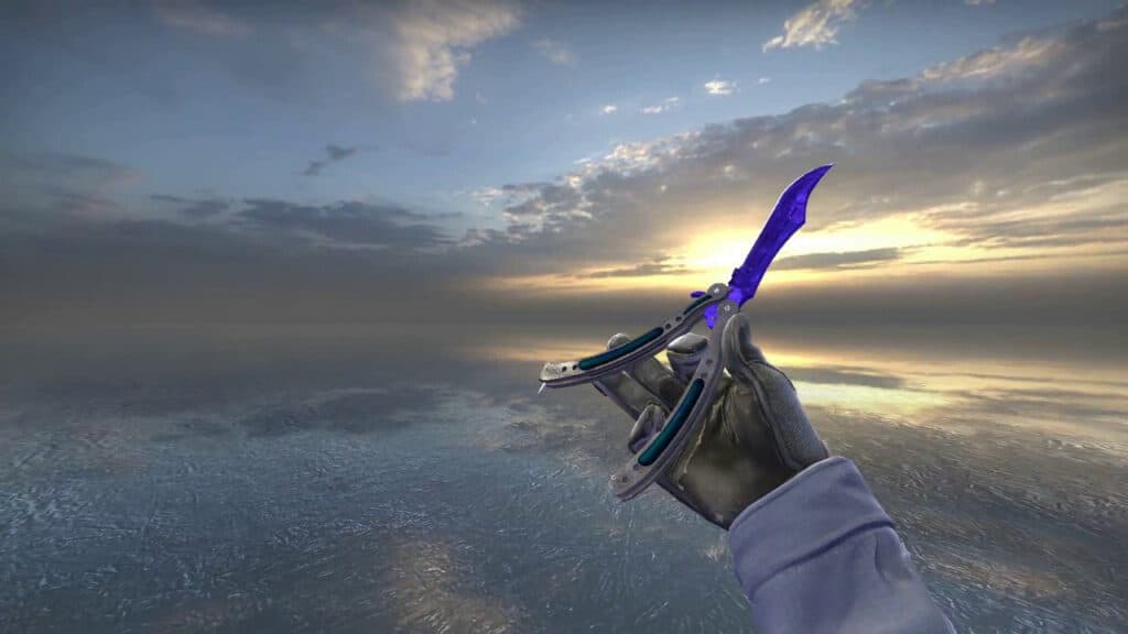 <em>A Factory New Butterfly Knife | Doppler sapphire (Image via SkinUP/Valve)</em>