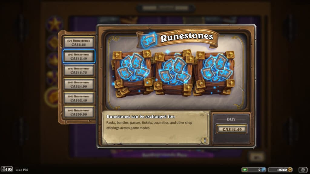Runestones cost in Hearthstone (Image via esports.gg)