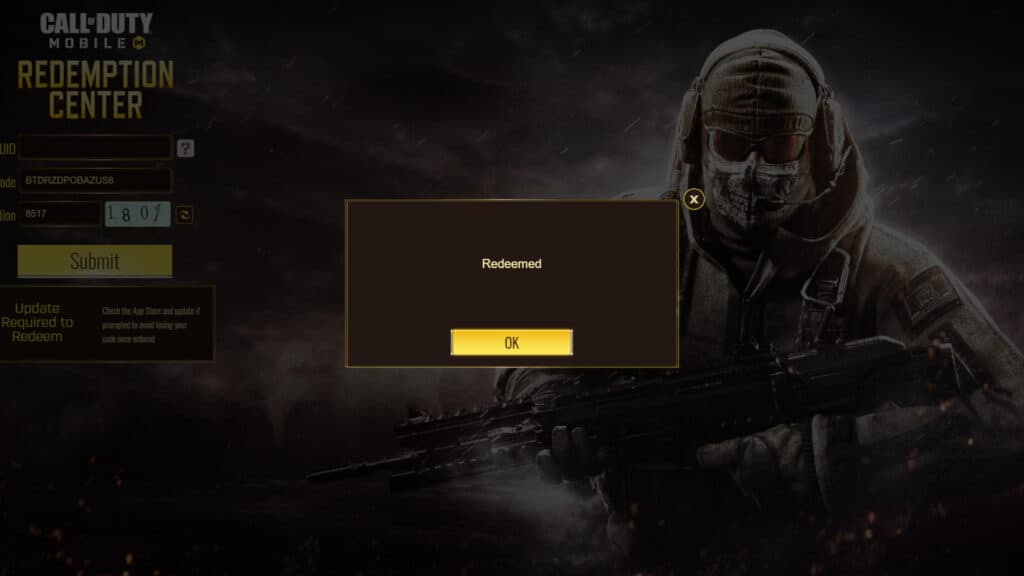 Redeeming the free item (Image via Activision Publishing, Inc.)