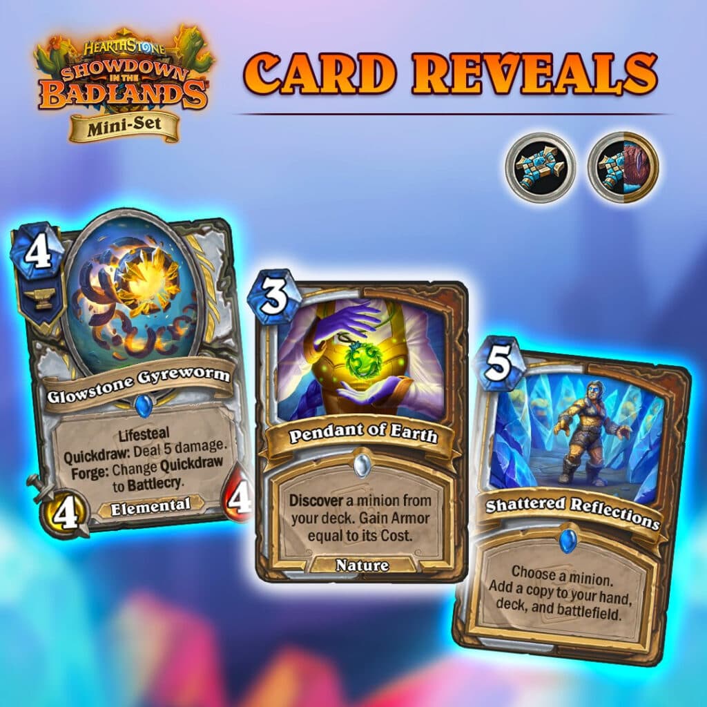 Glowstone Gyreworm, Pendant of Earth, and Shattered Reflections in Hearthstone (Image via Blizzard Entertainment)