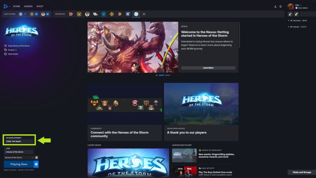 How to access the PTR (Image via Blizzard Entertainment)