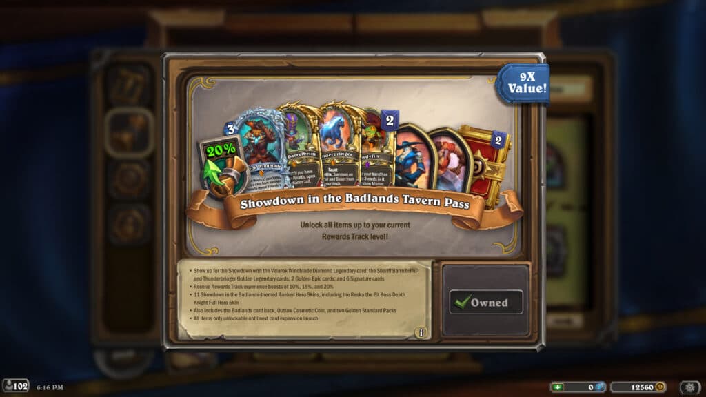 Hearthstone Tavern Pass screenshot (Image via Blizzard Entertainment)