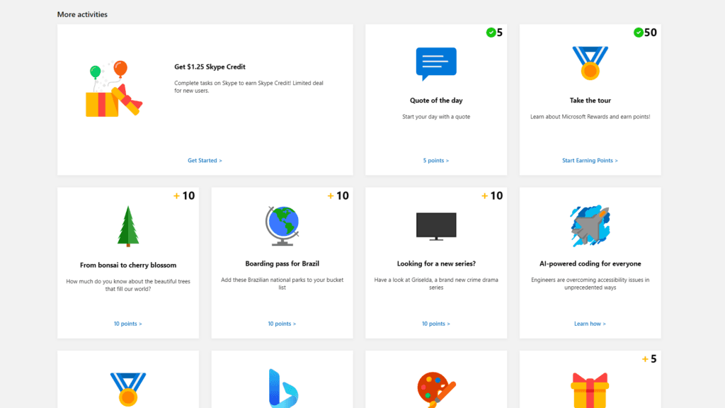 Earning Microsoft Rewards Points (Image via Microsoft)