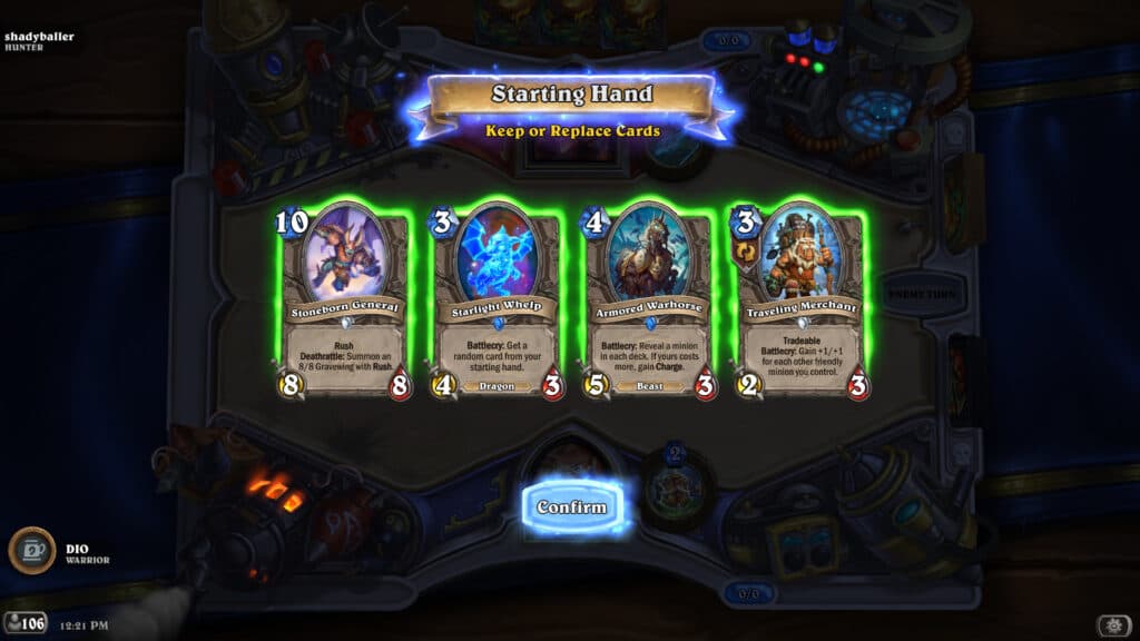 Mulligan phase screenshot (Image via Blizzard Entertainment)