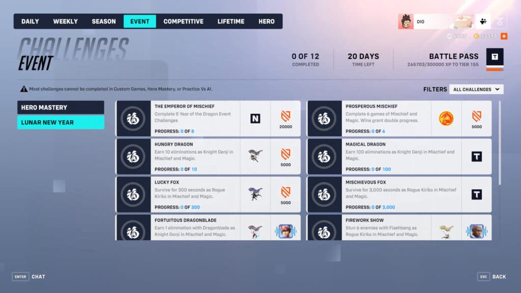 Overwatch 2 Year of the Dragon rewards and challenges (Image via Blizzard Entertainment)