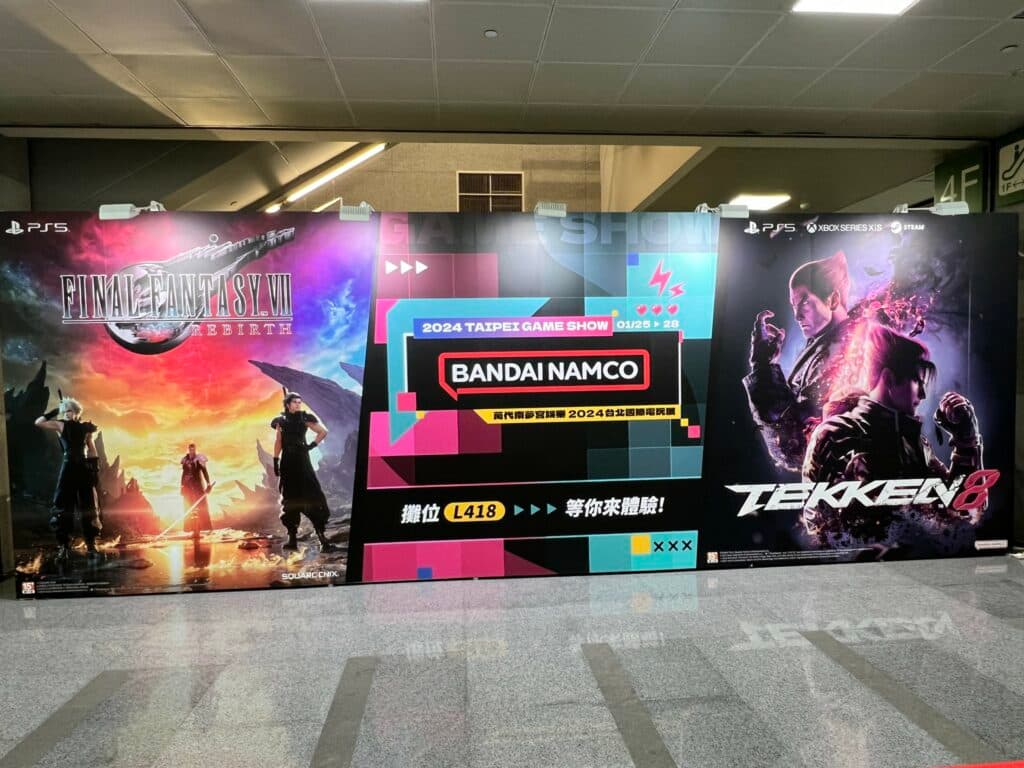 Tekken 8 and Final Fantasy VII Rebirth were part of the same booth at Taipei Gameshow 2024 (Image via <a href="https://twitter.com/Harada_TEKKEN/status/1750473326534046003">@Harada_Tekken</a>)