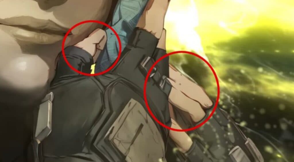 Wraith's hands in promo art for Final Fantasy VII Rebirth event skin look AI generated