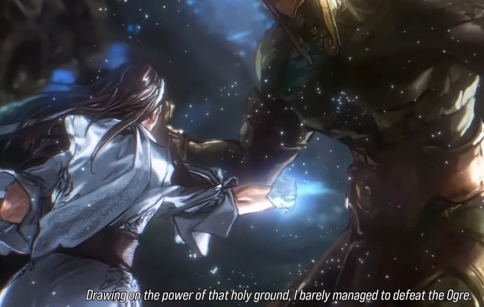 Jun fighting Ogre in the aftermath of Tekken 2 (from the Tekken 8 flashback)