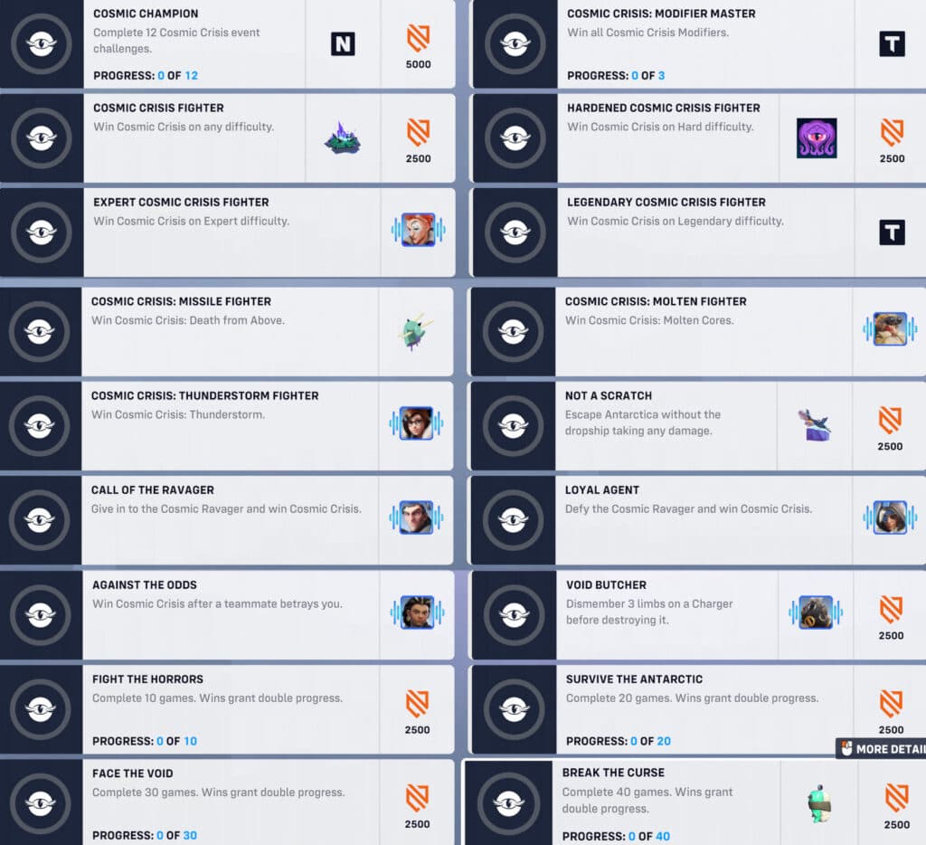 Overwatch 2 Cosmic Crisis rewards and challenges (Image via Blizzard Entertainment)