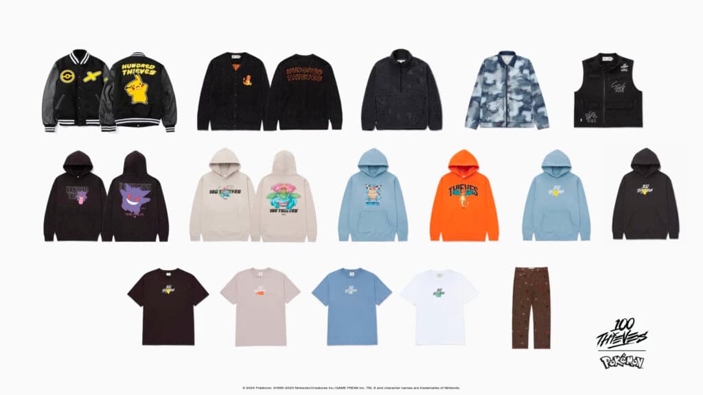 The 100 Thieves x Pokémon collection (Image via 100 Thieves)