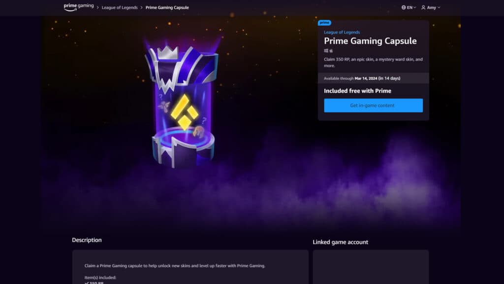 Free League of Legends capsule (Image Prime Gaming)