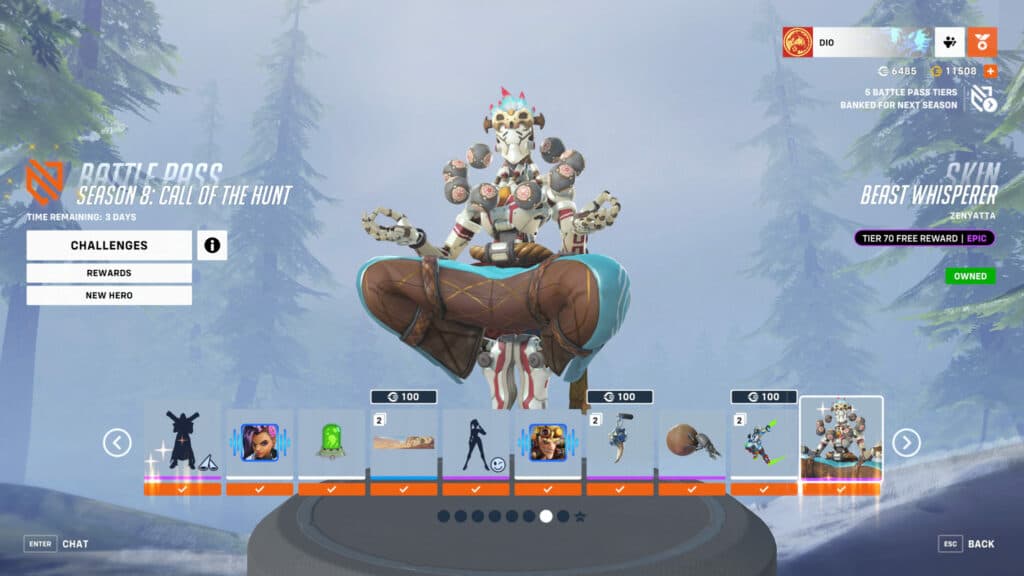 Epic Beast Whisperer Zenyatta skin screenshot (Image via Blizzard Entertainment)