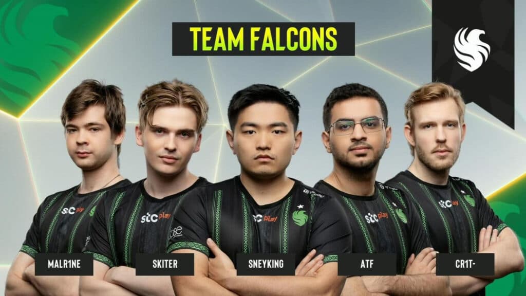 Falcons with Sneyking as captain join BetBoom Dacha Dubai 2024 as a serious threat. (Image via ESL)