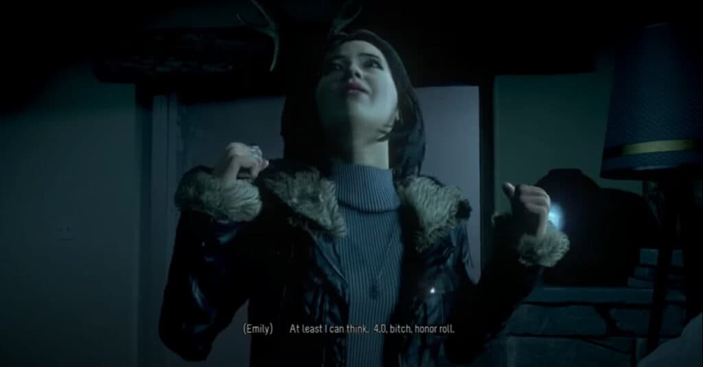 Emily from the original 2015 Until Dawn (Image via RabidRetrospectGames on YouTube)