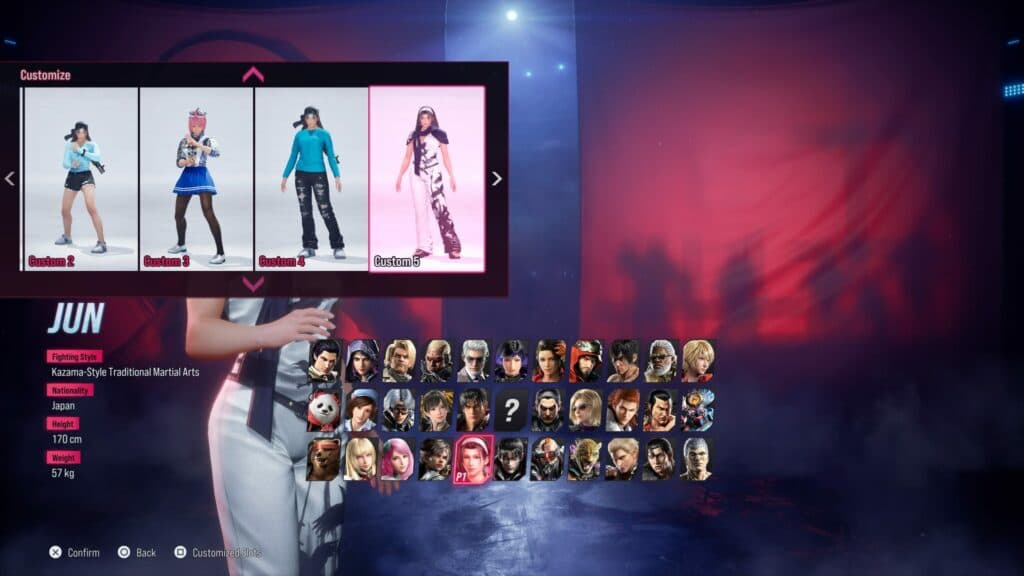 If your customized character outfit is not in the first 4 slots, you will need to scroll to the right