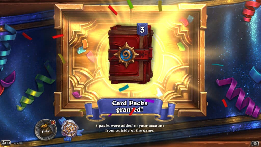 Launch Hearthstone to obtain the cards (Image via Blizzard Entertainment)