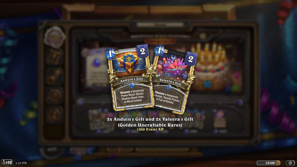Anduin's Gift and Valeera's Gift in Hearthstone (Image via Blizzard Entertainment)