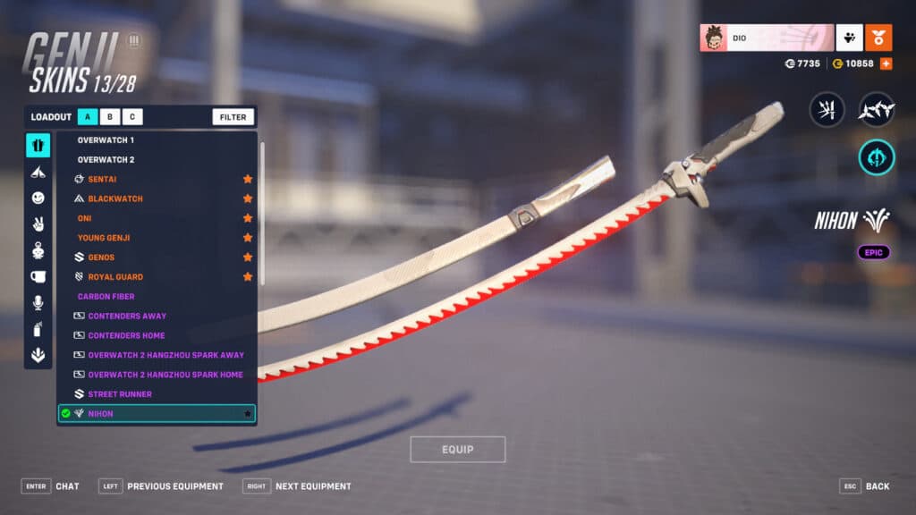 Nihon Genji's blade (Image via Blizzard Entertainment)