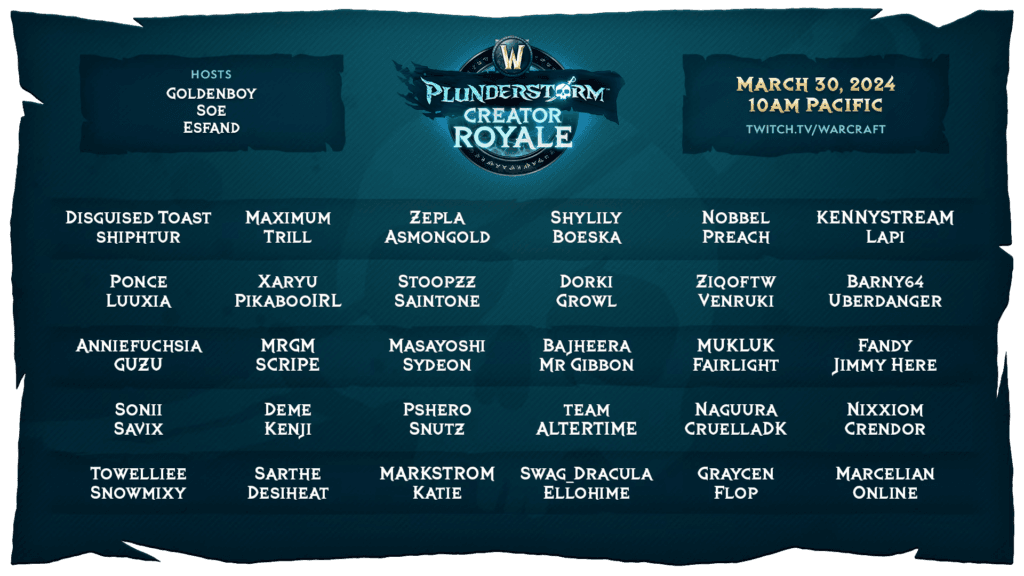 WoW Plunderstorm Creator Royale streamers (Image via Blizzard Entertainment)