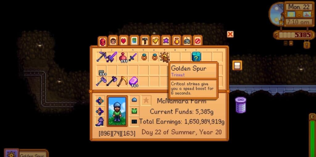 The golden spur trinket provides a short speed boost (Image via GamerGar on YouTube)