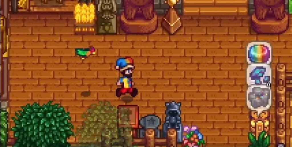 The parrot in Stardew Valley (Image via SharkyGames on YouTube)