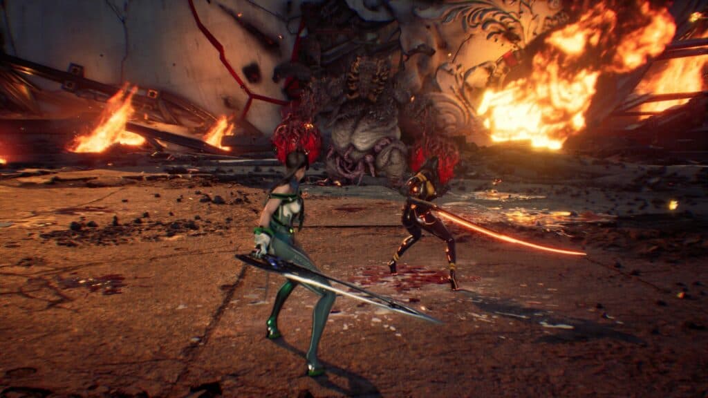 EVE and Tachy face first sub-boss of the game during Stellar Blade opening tutorial