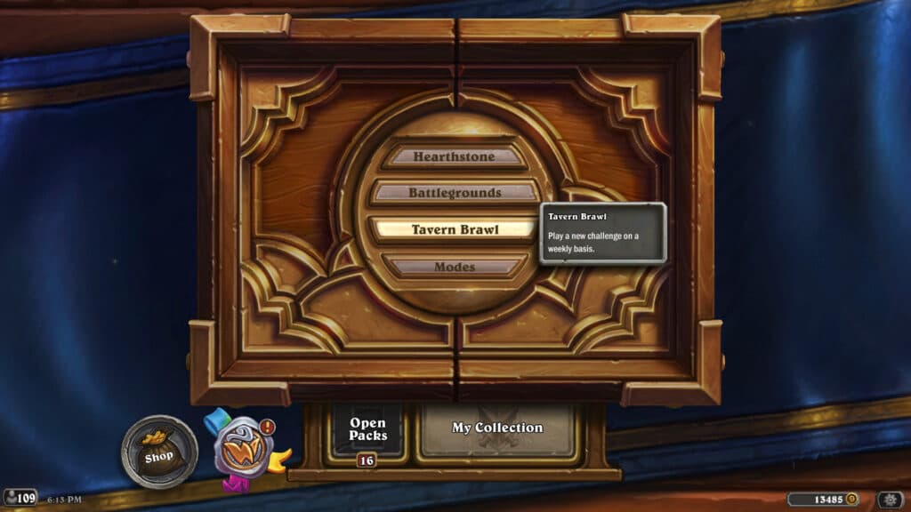 Hearthstone Brawl Block: Tinyfin Mode Tavern Brawl entrance (Image via Blizzard Entertainment)
