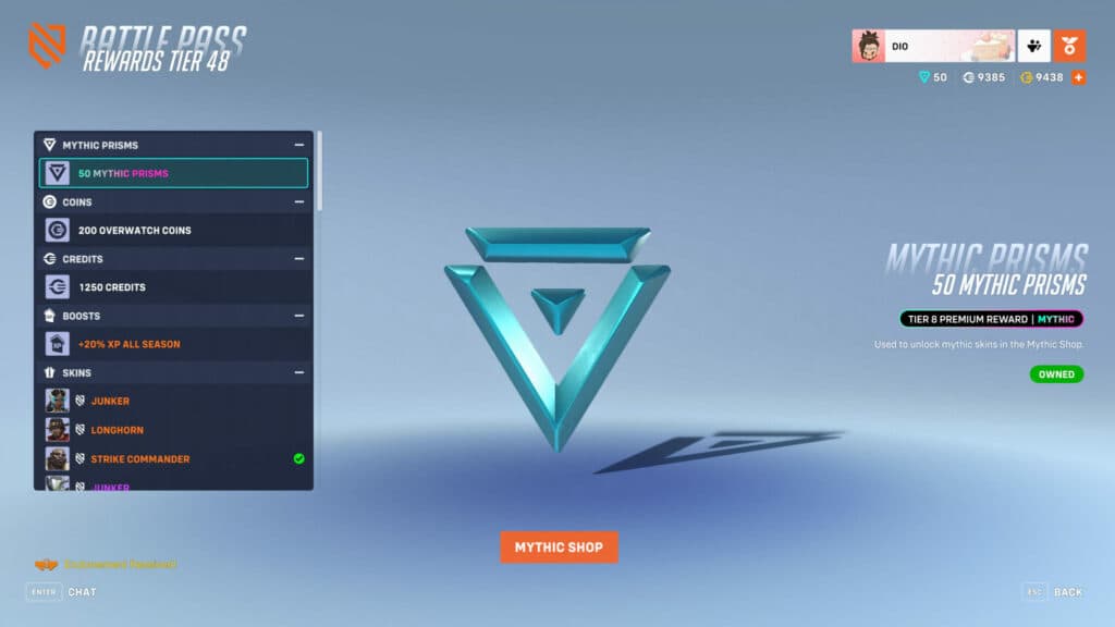 Obtain 50 Mythic Prisms to unlock Vengeance Mercy skin in Overwatch 2 (Image via esports.gg)