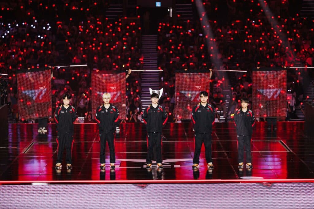 MSI 2024 team T1 in the LCK Spring 2024 Grand Final (image via LCK/Riot Games)
