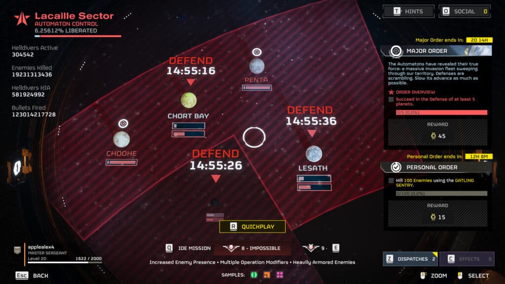 The planets included in the major order (Image via esports.gg)