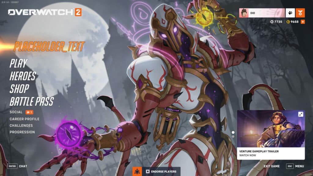 Click on "Placeholder_Text" to enter the Overwatch 2 April Fools' Day game mode (Image via Blizzard Entertainment)