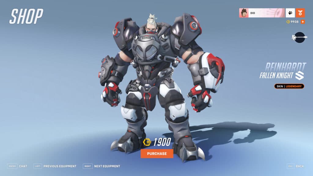 Fallen Knight Reinhardt screenshot (Image via esports.gg)