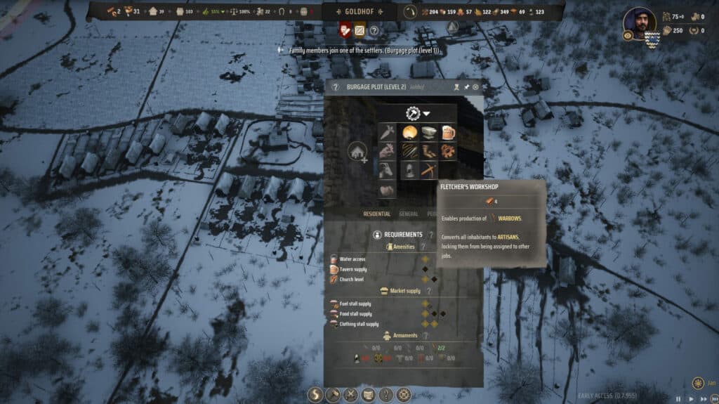 A level 2 burgage that can be upgraded to a Fletcher's Workshop to make bows (Image via esports.gg)