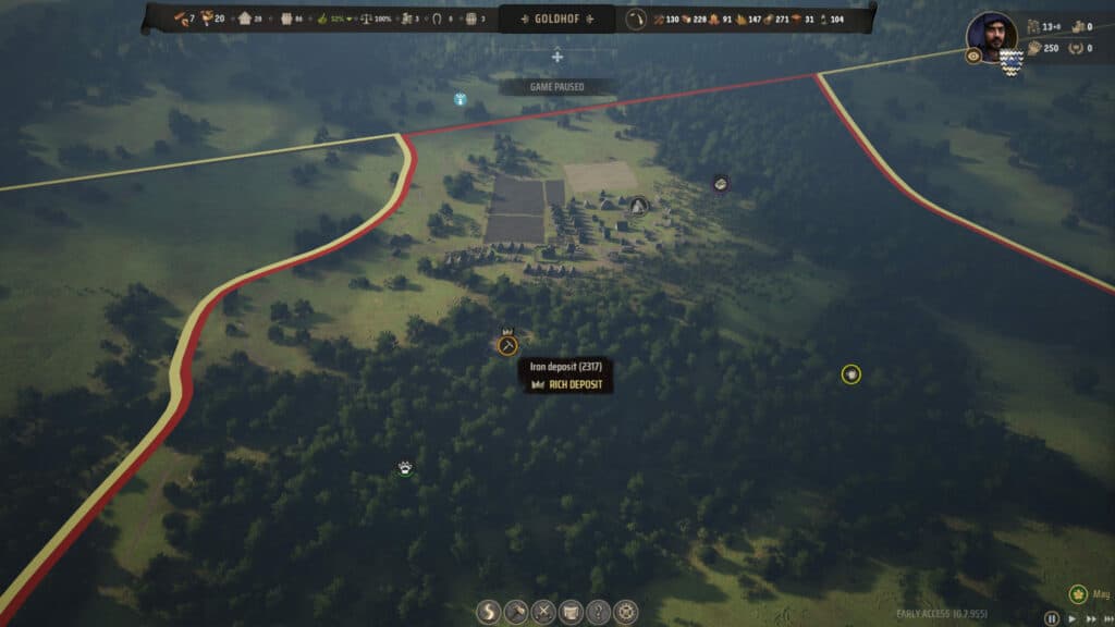 Rich iron deposits can be great ways to generate wealth in the early game (Image via esports.gg)