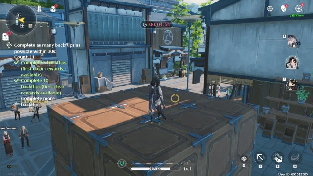 The Liondancer practice quest is the backflip challenge in Wuthering Waves (Screenshot by esports.gg)