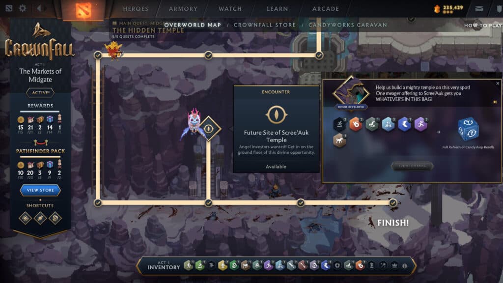 Help the Divine Developer build a temple (Image via esports.gg)