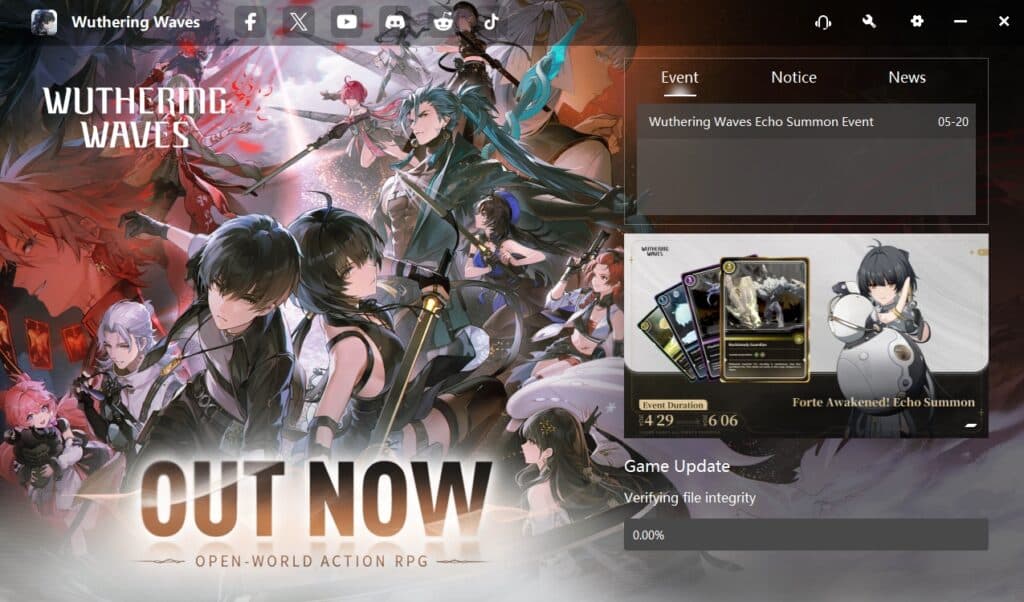 The Verifying File Integrity error appears when you try to update Wuthering Waves