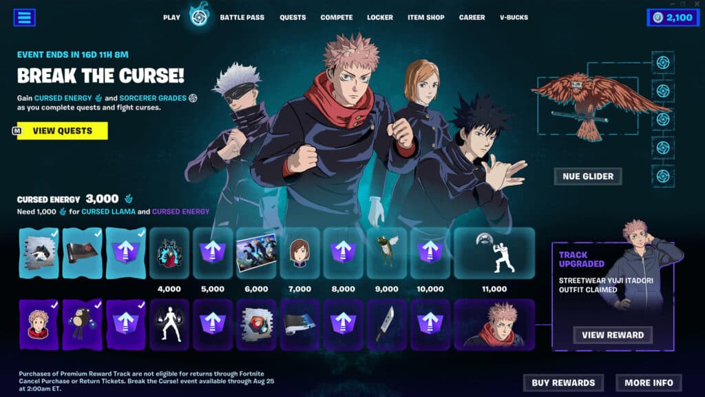 Break the Curse! event from the first Jujutsu Kaisen x Fortnite collaboration (Image via fortnite.com)