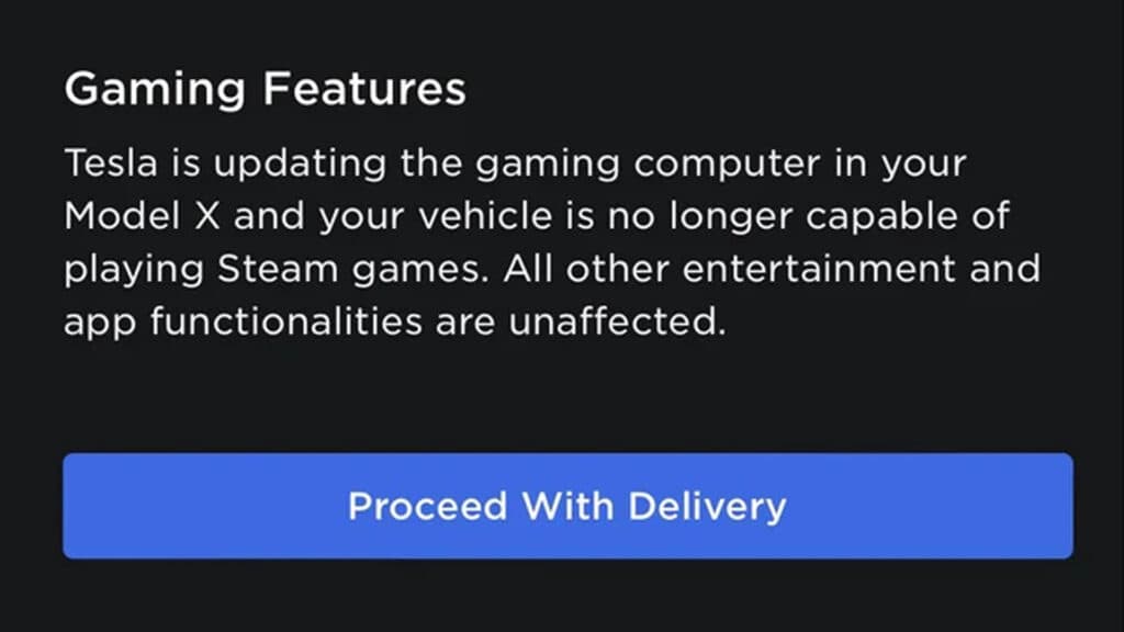 A portion of the message delivered to new Model S and X owners (Image via esports.gg)