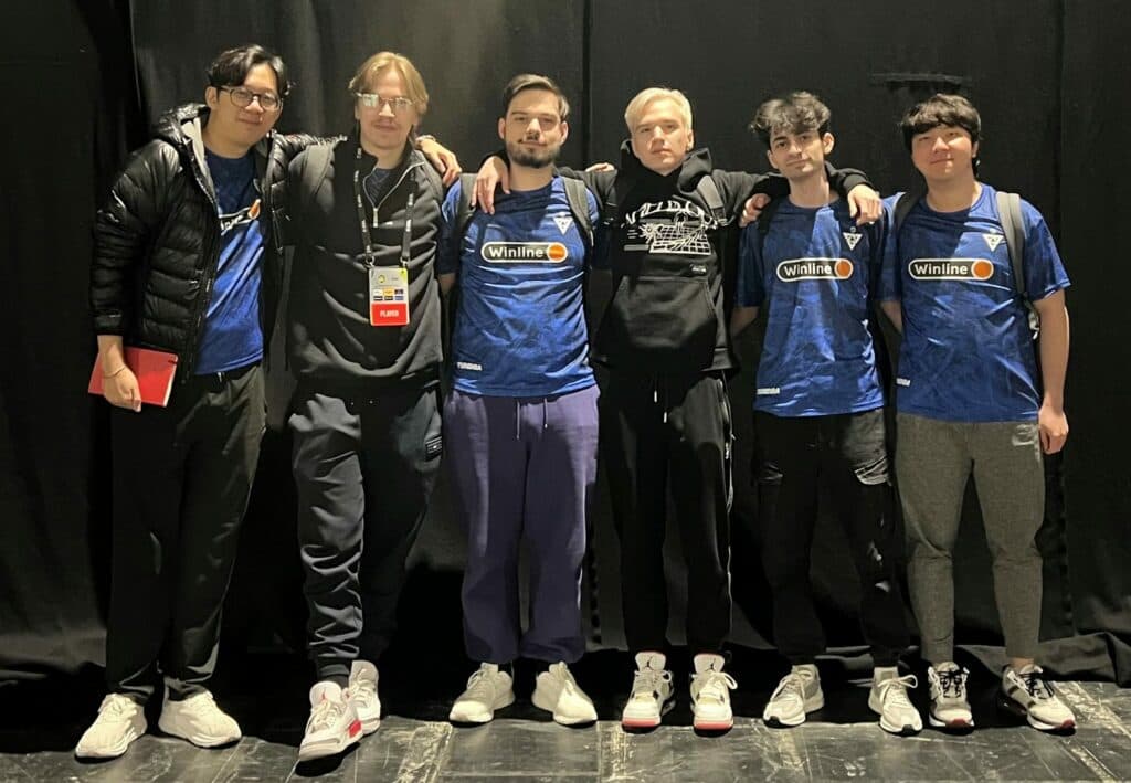Tundra Esports team photo at ESL One Birmingham 2024. Left to right: MoonMeander, Topson, Tobi, Pure, 9Class and Whitemon (Image by Tundra)