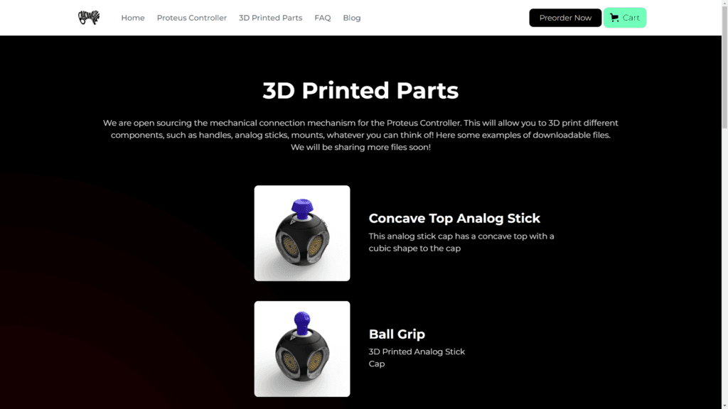 Screenshot of 3D printable parts for the Xbox Proteus Controller (Image via esports.gg)