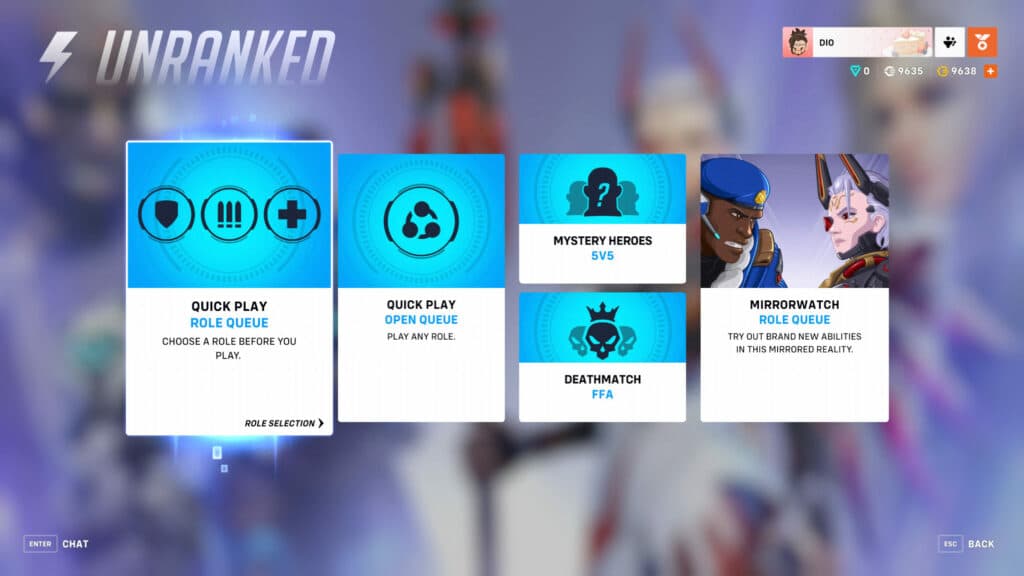 Screenshot of the Overwatch 2 Quick Play menu (Image via esports.gg)