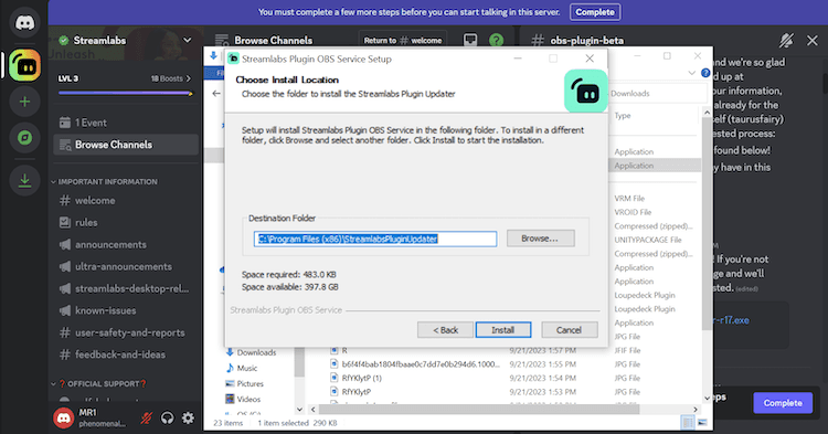 Streamlabs OBS plugin installation (Image via Streamlabs)