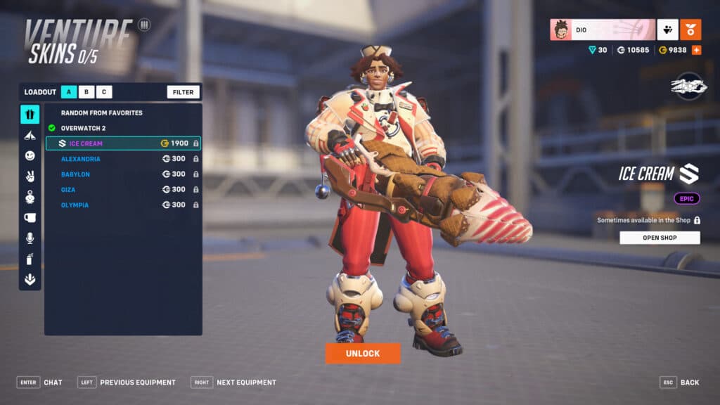 Overwatch 2 Ice Cream Venture skin (Image via esports.gg)