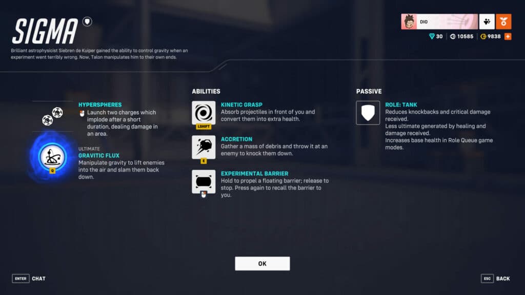 Sigma's kit in Overwatch 2 (Image via esports.gg)