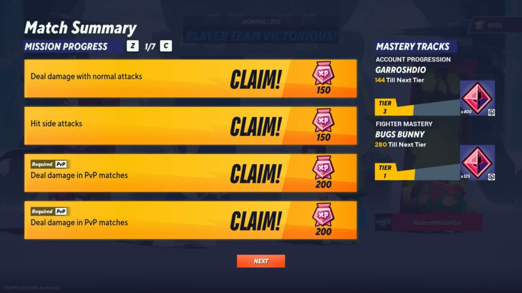 MultiVersus match summary screenshot (Image via esports.gg)