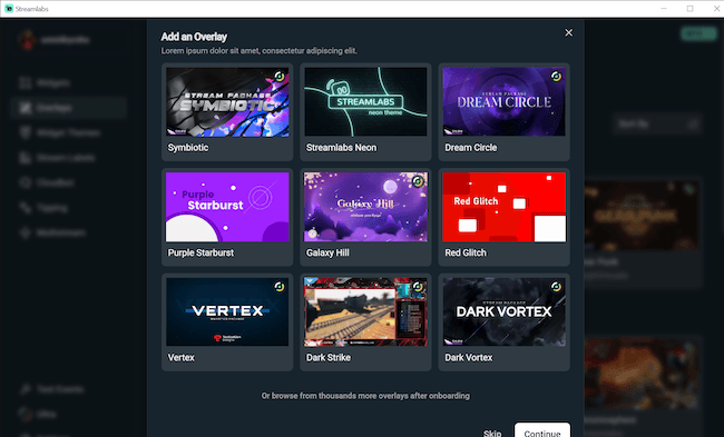 The Streamlabs OBS Studio plugin features overlays (Image via Streamlabs)