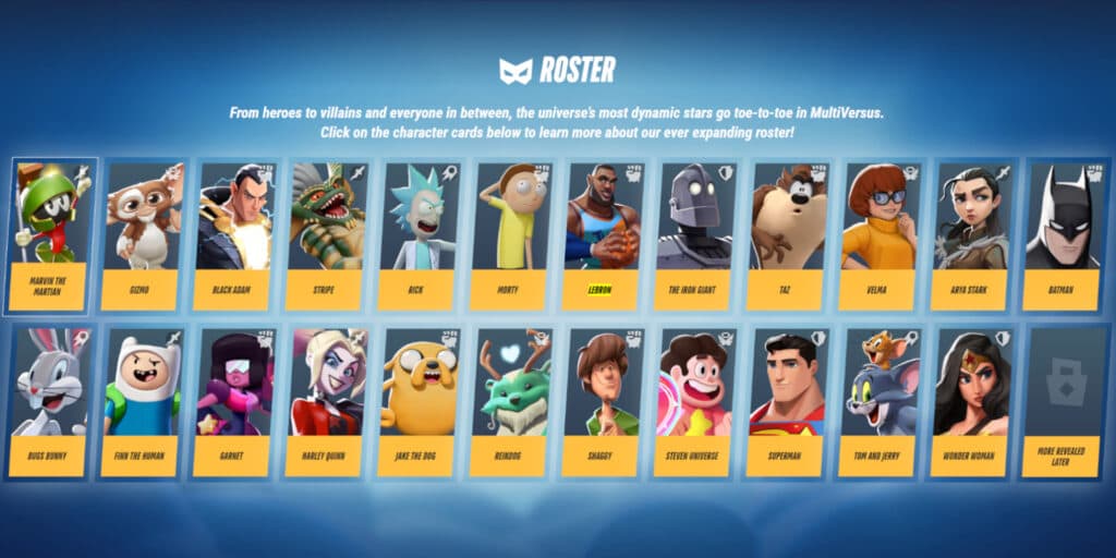MultiVersus roster (Image via Player First Games)