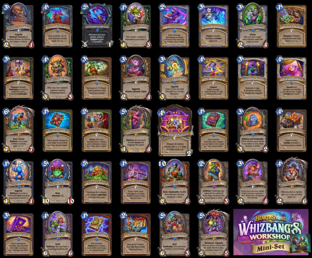All Whizbang’s Workshop Mini-Set cards (Image via <a href="https://twitter.com/ben_heathstone/status/1789397605727768757">ben_heathstone on X)</a>