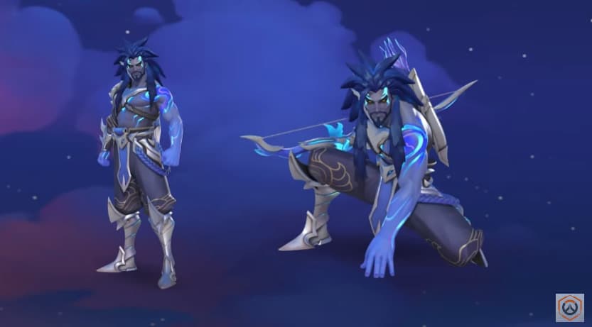Azure Flame Hanzo skin in Overwatch 2 (Image via Blizzard Entertainment)